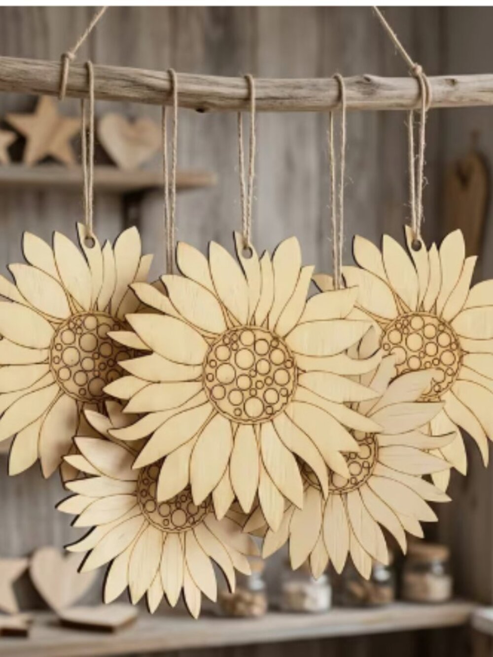 25 Wood Sunflower Discs for Crafting